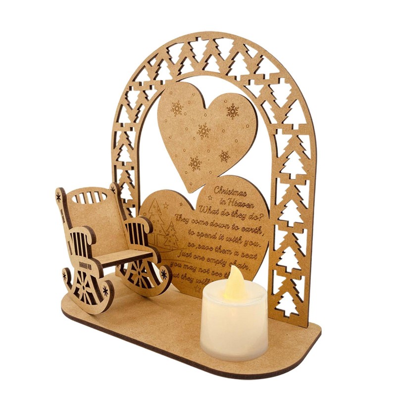 Wooden Christmas Memorial Rocking Chair And Candle Holder Ornament Decoration