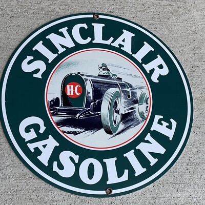 Sinclair HC Racecar Gasoline Oil Gas Metal Garage Sign Reproduction