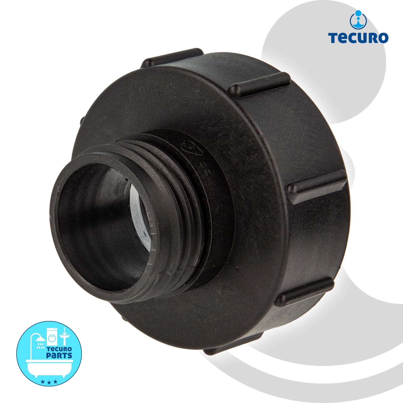 tecuro IBC Adapter mit Grobgewinde S100 x 8 auf Außengewinde S60 x 6, HDPE