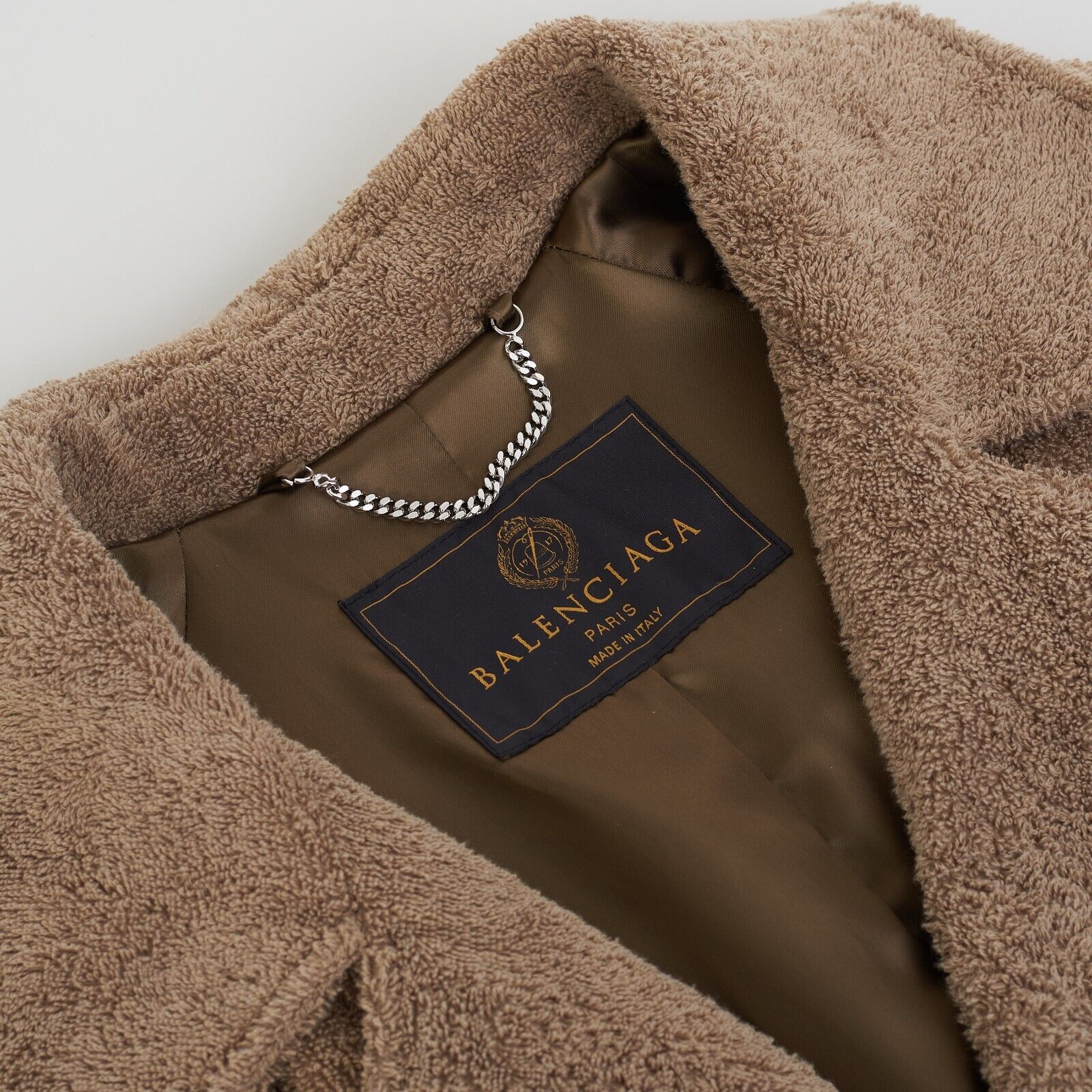 Pre-owned Balenciaga 2790$ Double-breasted Towel Trench Coat In Neutral Beige