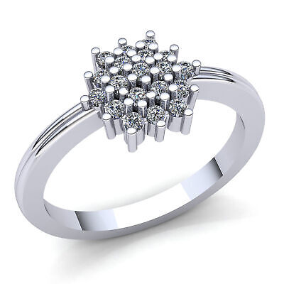 Pre-owned Jewelwesell 0.33ct Round Diamond Ladies Cluster Fancy Anniversary Engagement Ring 14k Gold