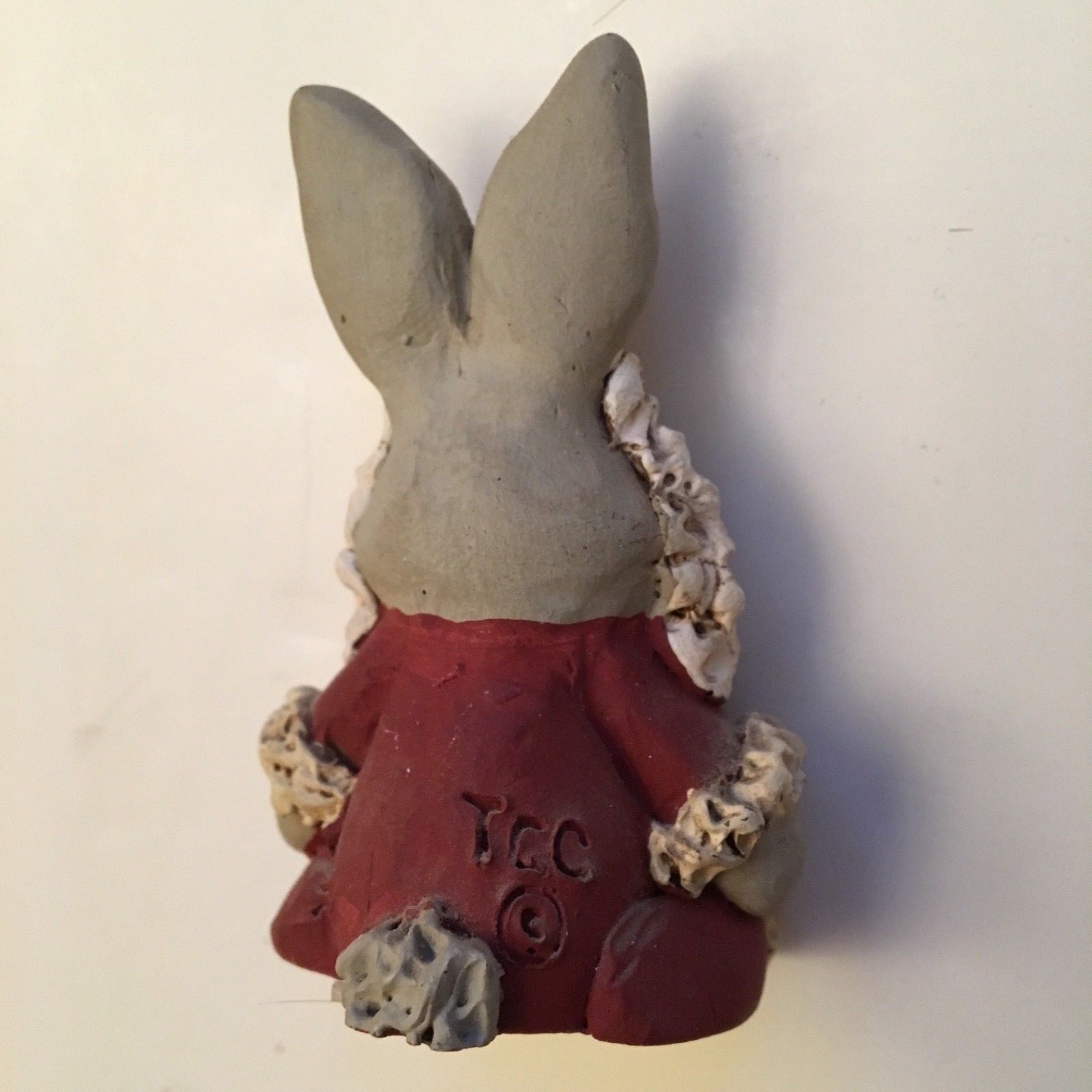 3 RESIN RABBITS/BUNNY FIGURINES-SINGLE, MOM w/BABIES and SANTA