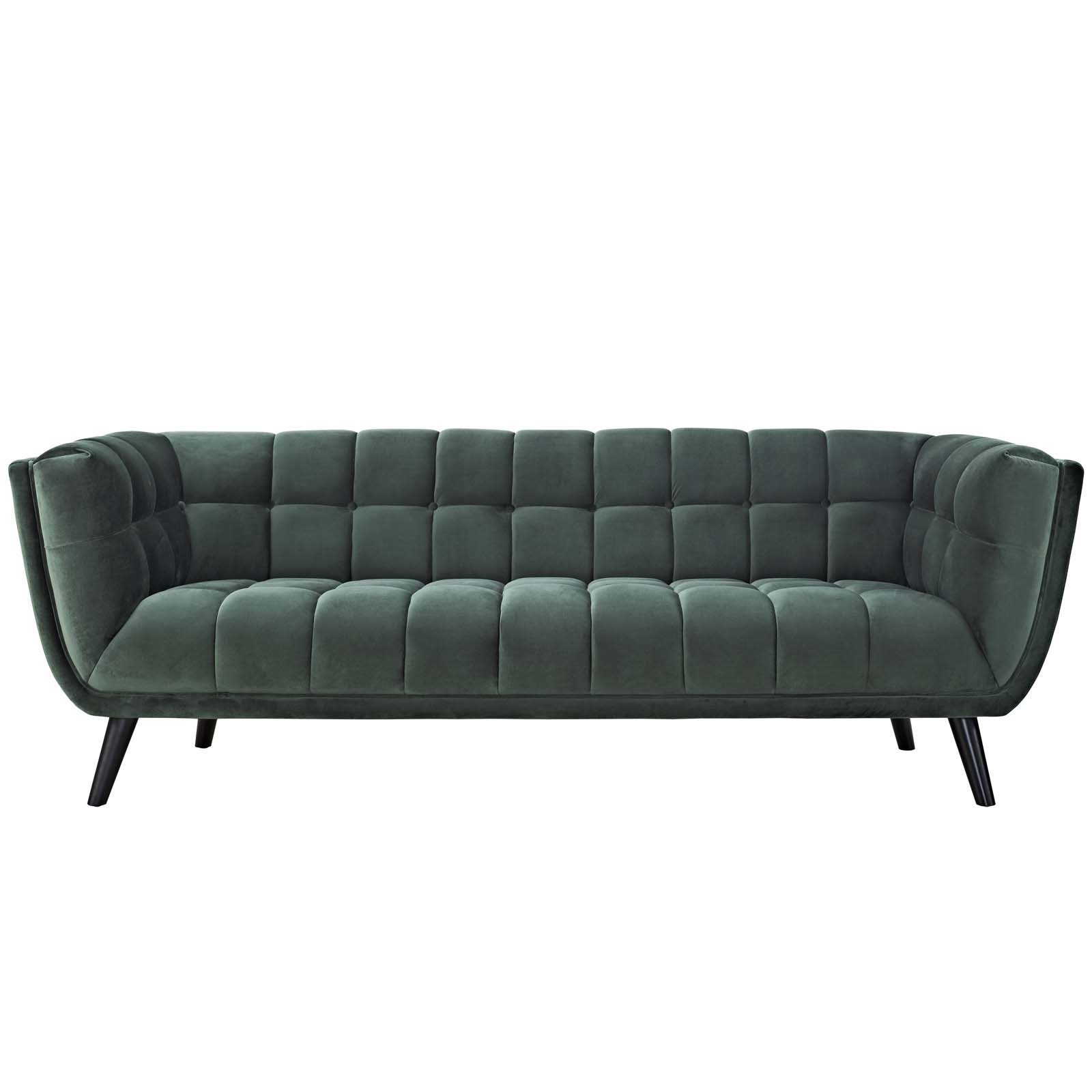 Modway Bestow Upholstered Velvet Fabric Button-Tufted Sofa ...