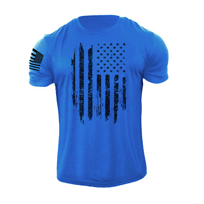 Men's Distressed USA Flag T Shirt American Patriotic 100% Cotton Tee