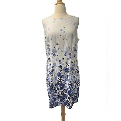 AGB Dress Blue and White Floral Knee Length Dress-size 14