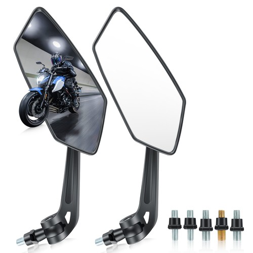 Pairs Side Mirrors Rearview 10mm 8mm Black For Kawasaki