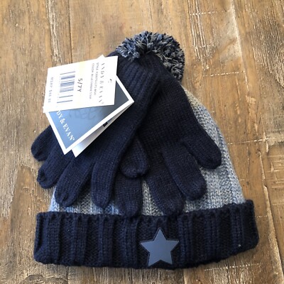 Andy & Evan Hat and Glove Set - Blue Ombre Star 5/7Y