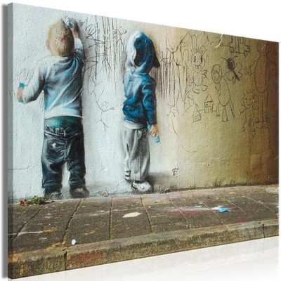 Streetart Banksy Kinder VLIES LEINWAND DEKO BILDER WANDBILDER XXL WOHNZIMMER