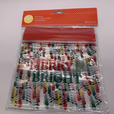 Wilton 20 Ct Merry & Bright  Resealable Treat Sandwich Bags Party Favors Holiday
