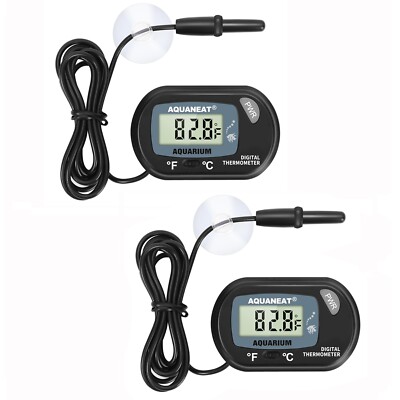 AQUANEAT 2 Pack Aquarium Thermometer Digital Reptile Fish Tank Water Temperature