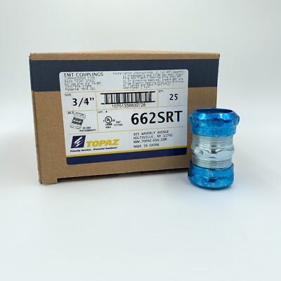25 Pack Topaz 662SRT 3/4'' Compression EMT Coupling Rain Tight Steel