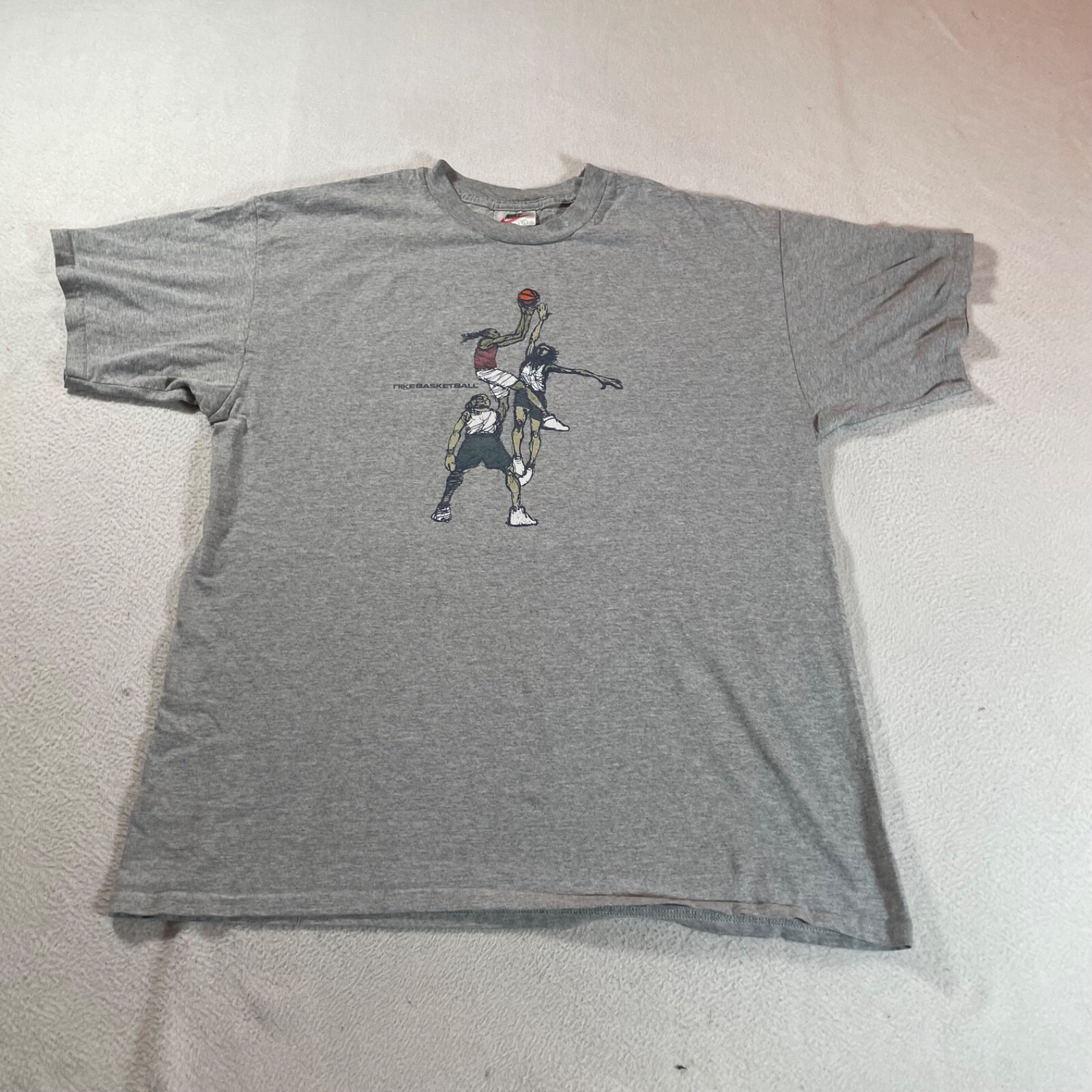 Vintage Nike Cartoon Shirt Large Gray Anime Art Basketball