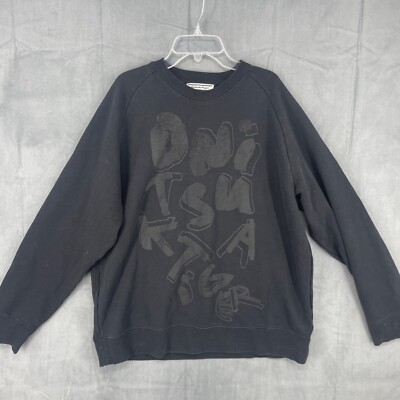 Onitsuka Tiger Sweatshirt Adult Unisex Large Black Pullover Streetwear Graphic