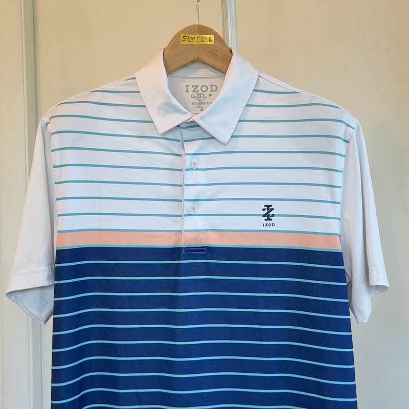 IZOD Golf Men's Swing Flex Performance Stripe Polo Shirt M