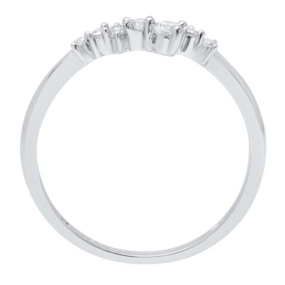 Pre-owned Pucci 0.28ct Round Simulated Diamond Cluster Pyramid Promise Band 14k White Gold In White/colorless