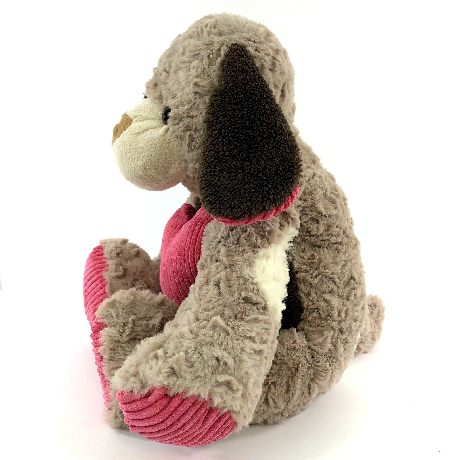 Animal Adventure Beige Brown Puppy Dog Pink Corduroy Heart 20