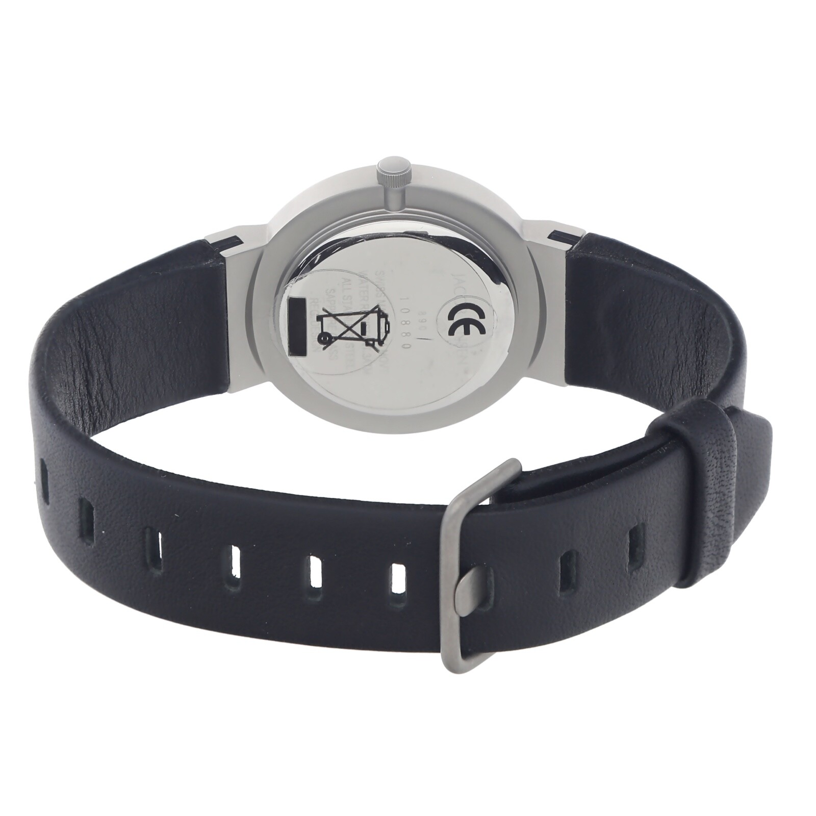 Pre-owned Jacob Jensen Design Jacob Jensen Dimension 890 Matte Black Dial Leather Swiss Quartz Women's Watch