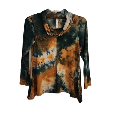 Forgotten Grace Olive Tie Dye Cowl Neck Top, NWT, Small