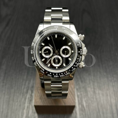 Custom Made MODS Watch Daytona Style Black Dial Date Day GMT Oyster Bracelet