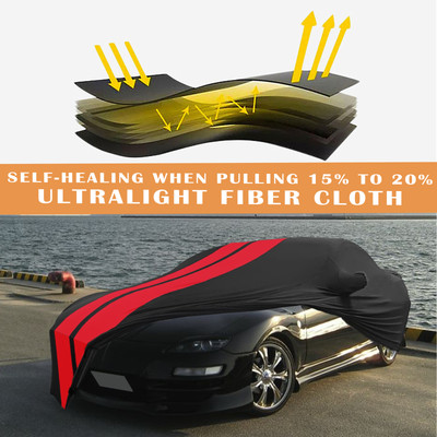For Mitsubishi  FTO Red/Black Full Car Cover Satin Stretch Indoor Dust Proof A+