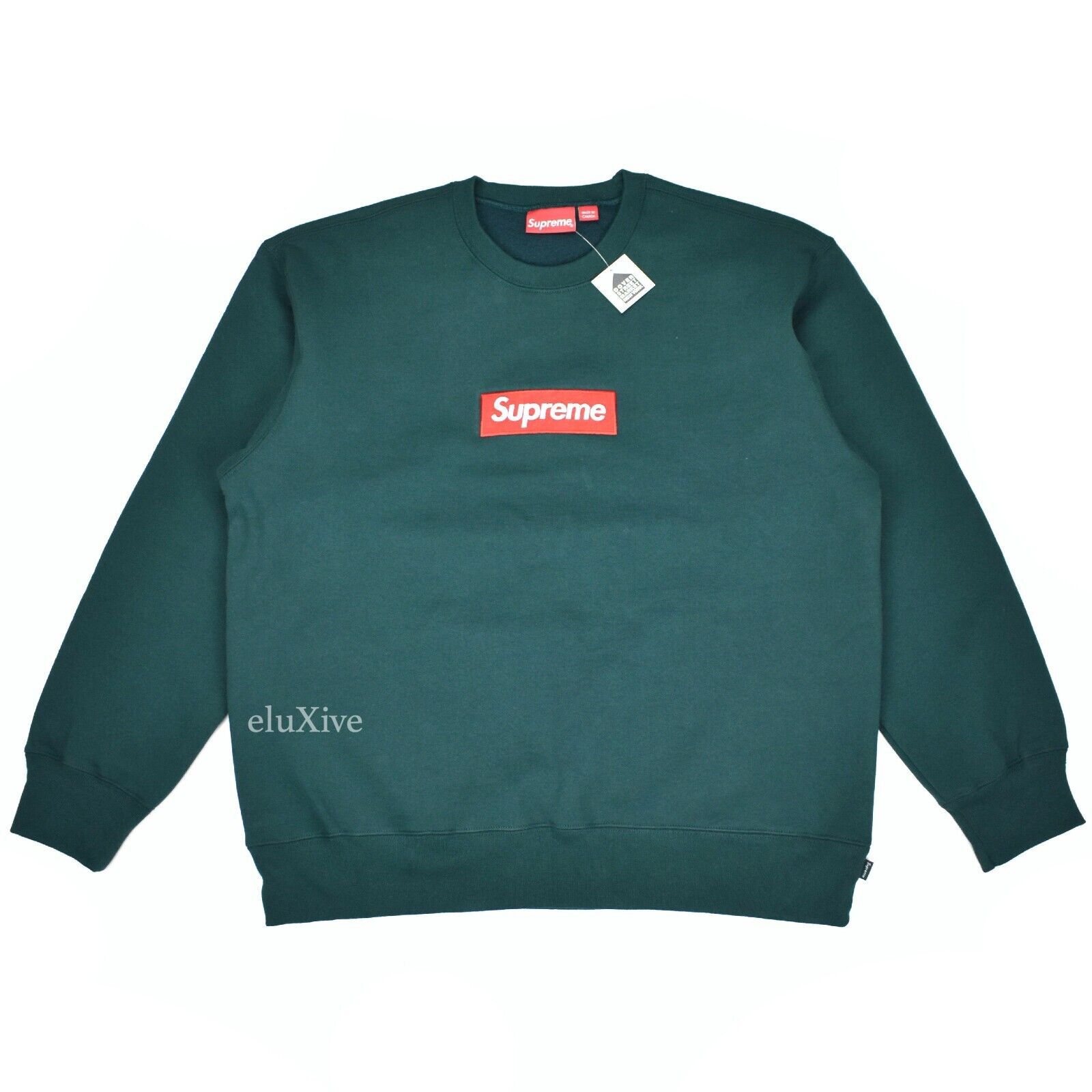 NWT Supreme NY Red Box Logo Crewneck Sweatshirt Dark Pine NWT Supreme NY Red Box Logo Crewneck Sweatshirt Dark Pine