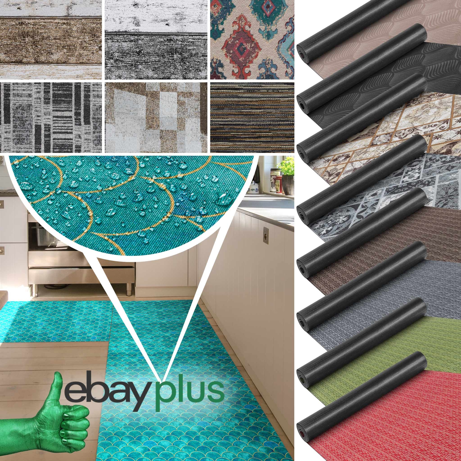 TFLABS Küchenteppich 60x180cm Braun - Rutschfeste & Waschbare Küchenmatte