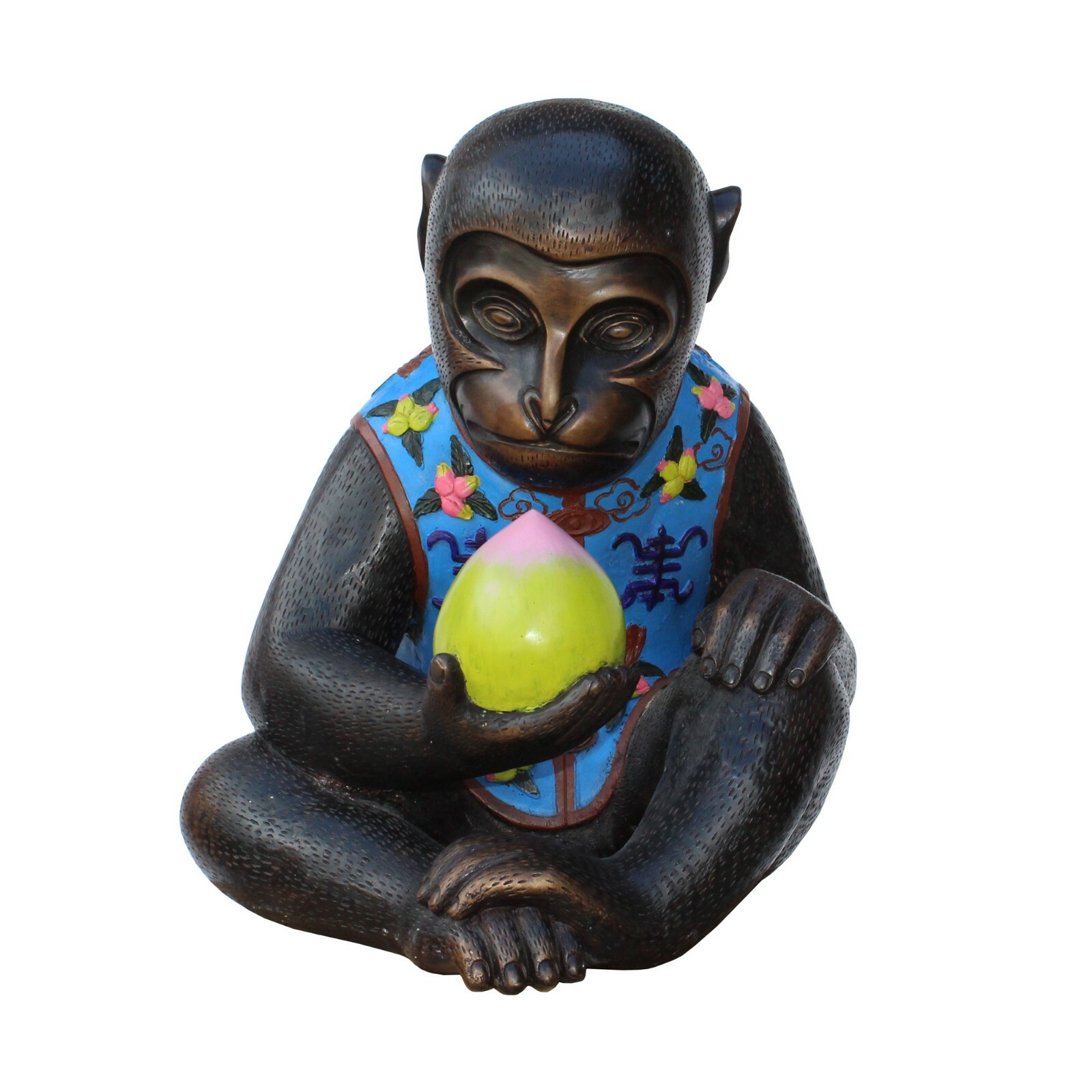 Handmade Brown Bronze Metal Ape Monkey with Peach Figure cs5314S Handmade Brown Bronze Metal Ape Monkey with Peach Figure cs5314S