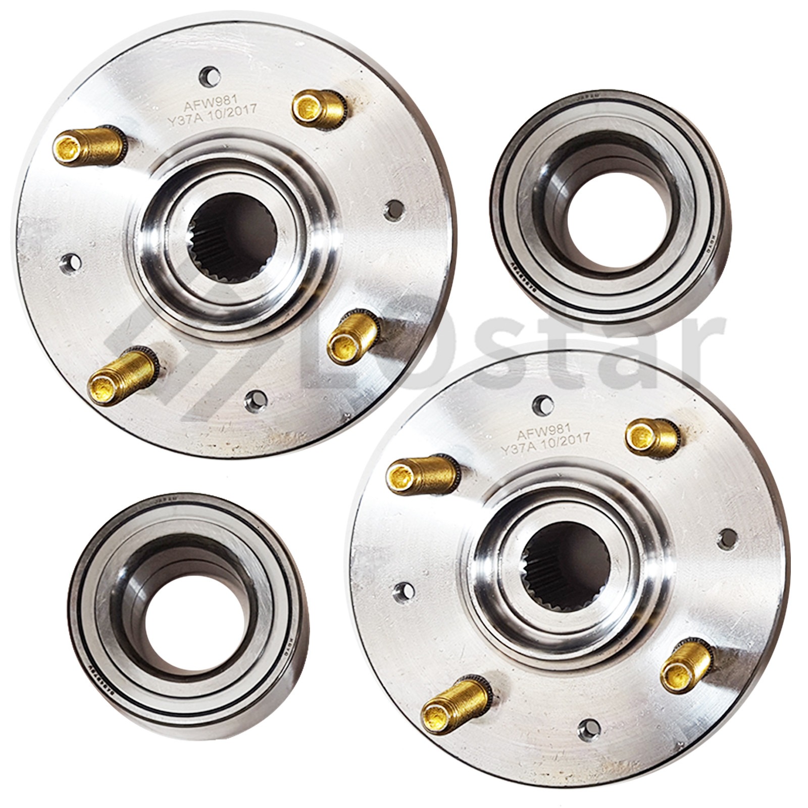 Pair(2) Front Wheel Hub & Bearing Set For Honda Civic EX, Civic W/ABS