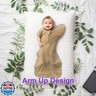 Transitional Swaddle Blanket Sack 2-Pack, 100% Cotton Baby Sleep Sack, Arms Up Design with 2-Way Zipper, Breathable Newborn Swaddle for Boys Girls (Light Green + Tan, Large 6-9 Months)