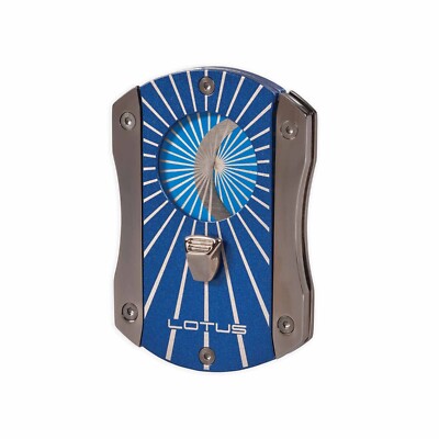 Lotus Deception Techni-Color Cigar Cutter Blue Twin Blade Compact Cut407TC