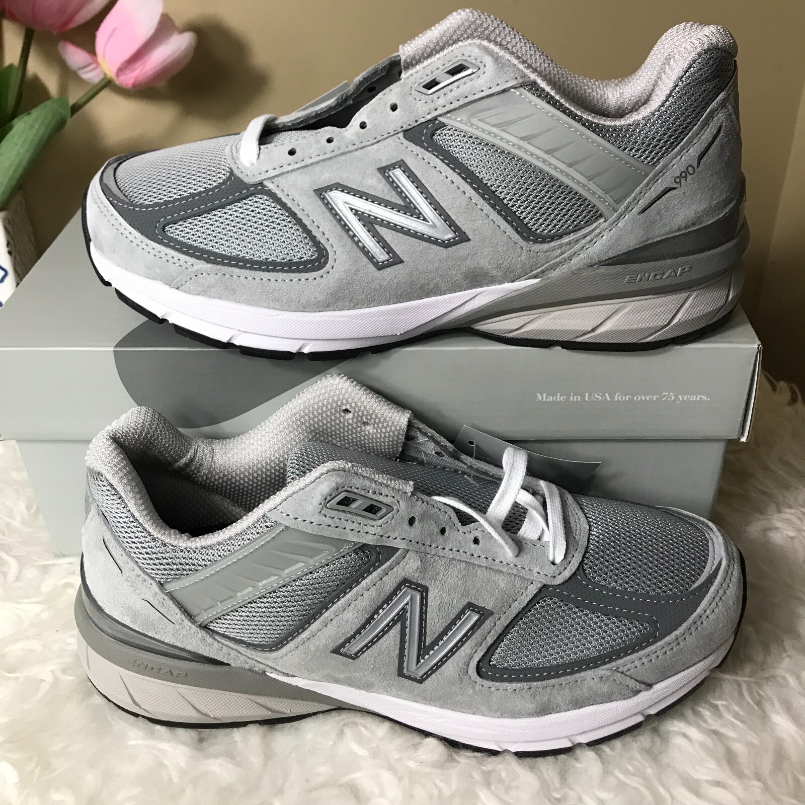 Pre-owned New Balance Balance 990v5 Made In Usa Castlerock Grey W990gl5 Women's Athletic Sneakers In Gray