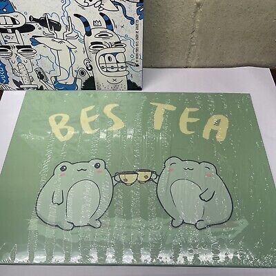 Displate NEW! BES TEA Frogs Drinking Tea. Metal Sign.  17.5 x12.5 ! Fast Ship!