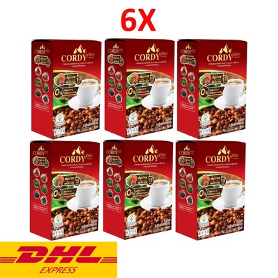 6x Cordy Plus Coffee Instant Vitamins Garnoderma Cordyceps Herb No Sugar Health