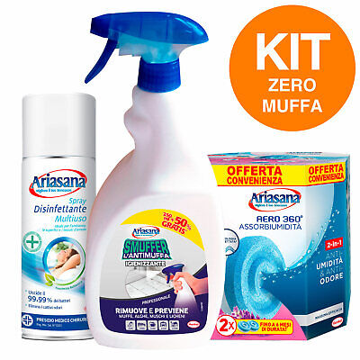 Ariasana Kit Zero Muffa e Igiene Casa Assorbiumidità Antimuffa e Disinfettante