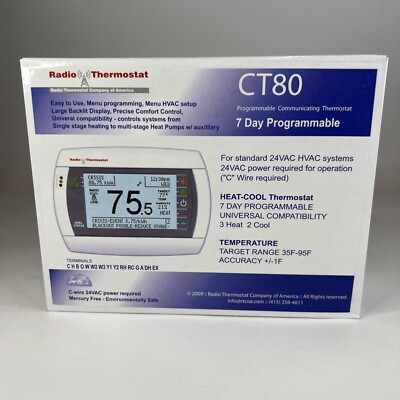 Radio Thermostat CT80 7 Day Programmable Communicating Thermostat - NEW