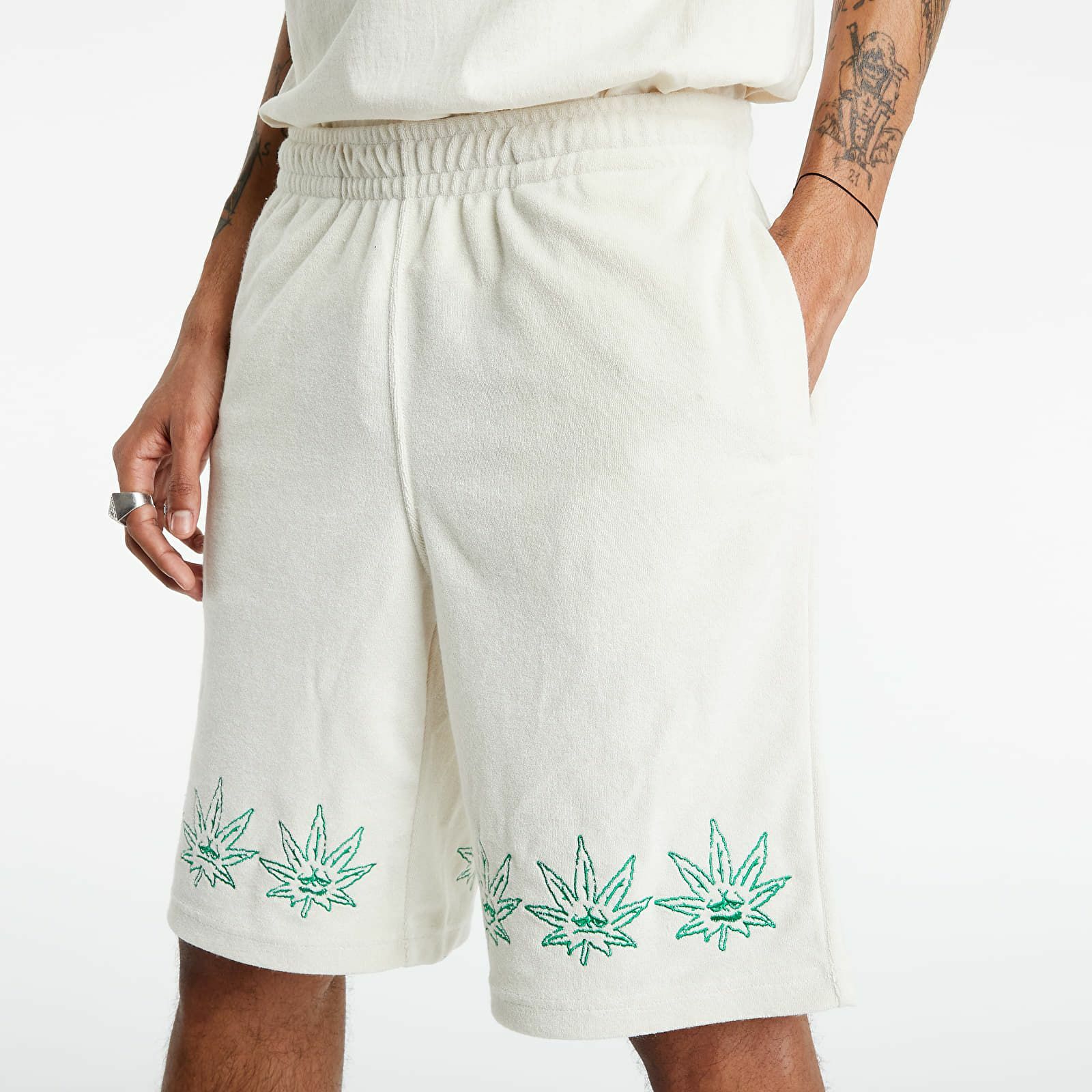 

Мужские махровые шорты HUF Green Buddy, натуральная повседневная спортивная одежда, спортивная одежда, Бежевый