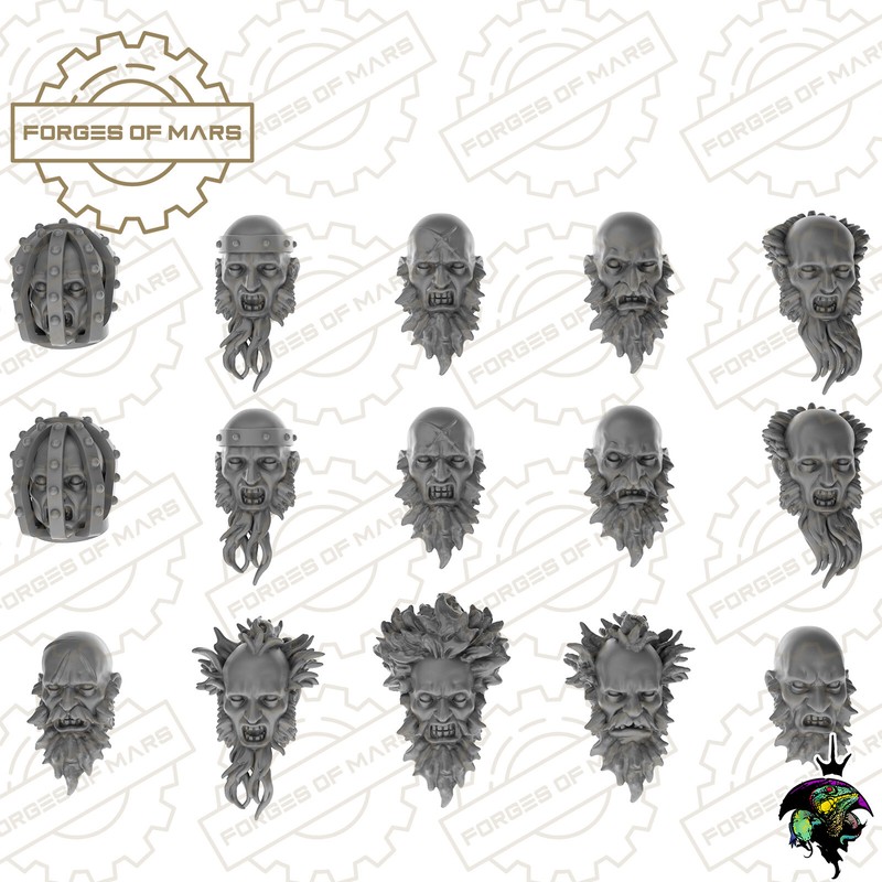 Imperial Guard - Medieval - Helmets - Penitents Heads (X15)