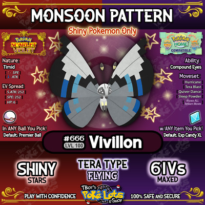 ALL Vivillon Patterns   6IV Shiny   Pokemon Scarlet Violet & Home  USA Seller