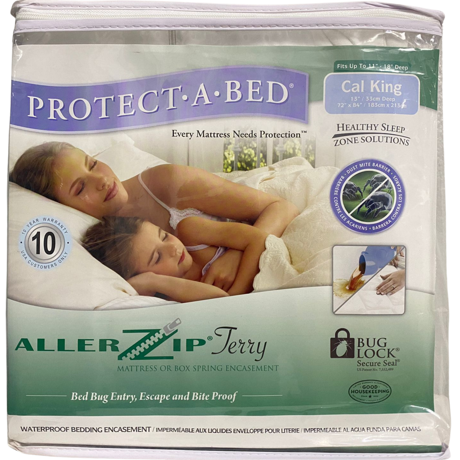 Protect-A-Bed waterproof MATTRESS PROTECTOR ENCASEMENT CAL KING ALLERZIP Terry