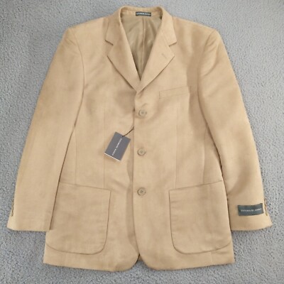Vittorio St. Angelo Blazer Mens 42L Faux Seude SportCoat 3 Button Jacket NWT