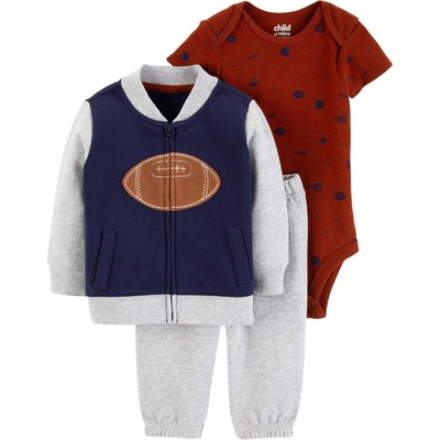 Child of Mine Bomber Cardigan, Short Sleeve Bodysuit & Pants, 3-Piece Outfit Set