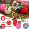 Mixweer 4 Pieces Guinea Pig Stuff Includes 2 Guinea Pig Clothes and 2 Cute Mini Hats with Adjustable Strap Small Animal Warm Vest Cozy Hand Knitted Hat for Hamster Bunny(Frog Style)