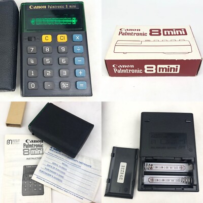 Vintage 1970 s CANON PALMTRONIC 8 MINI Calculator NEW IN BOX w/ Instructions
