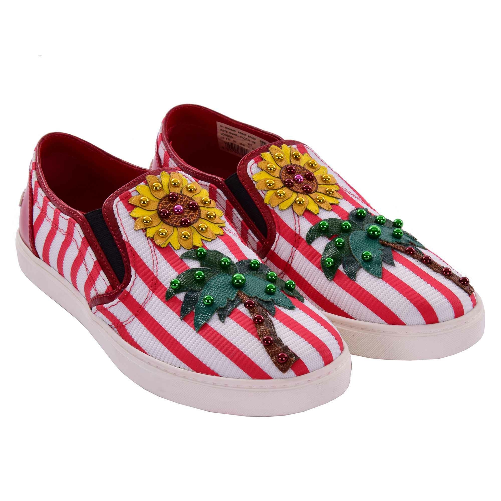 

Dolce - Gabbana Кроссовки без шнуровки Palms Flower Лондонская обувь Красный 07287