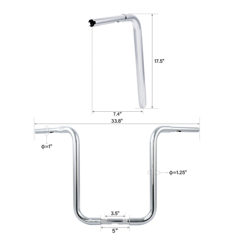 Chrome 18" Rise 1-1/4" Ape Hanger Handlebar Fit For Harley Sportster XL Custom
