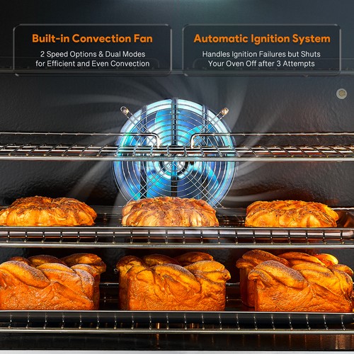 WILPREP Commercial Natural Gas Convection Oven 38" Full-Sz Single-Deck 54000 BTU