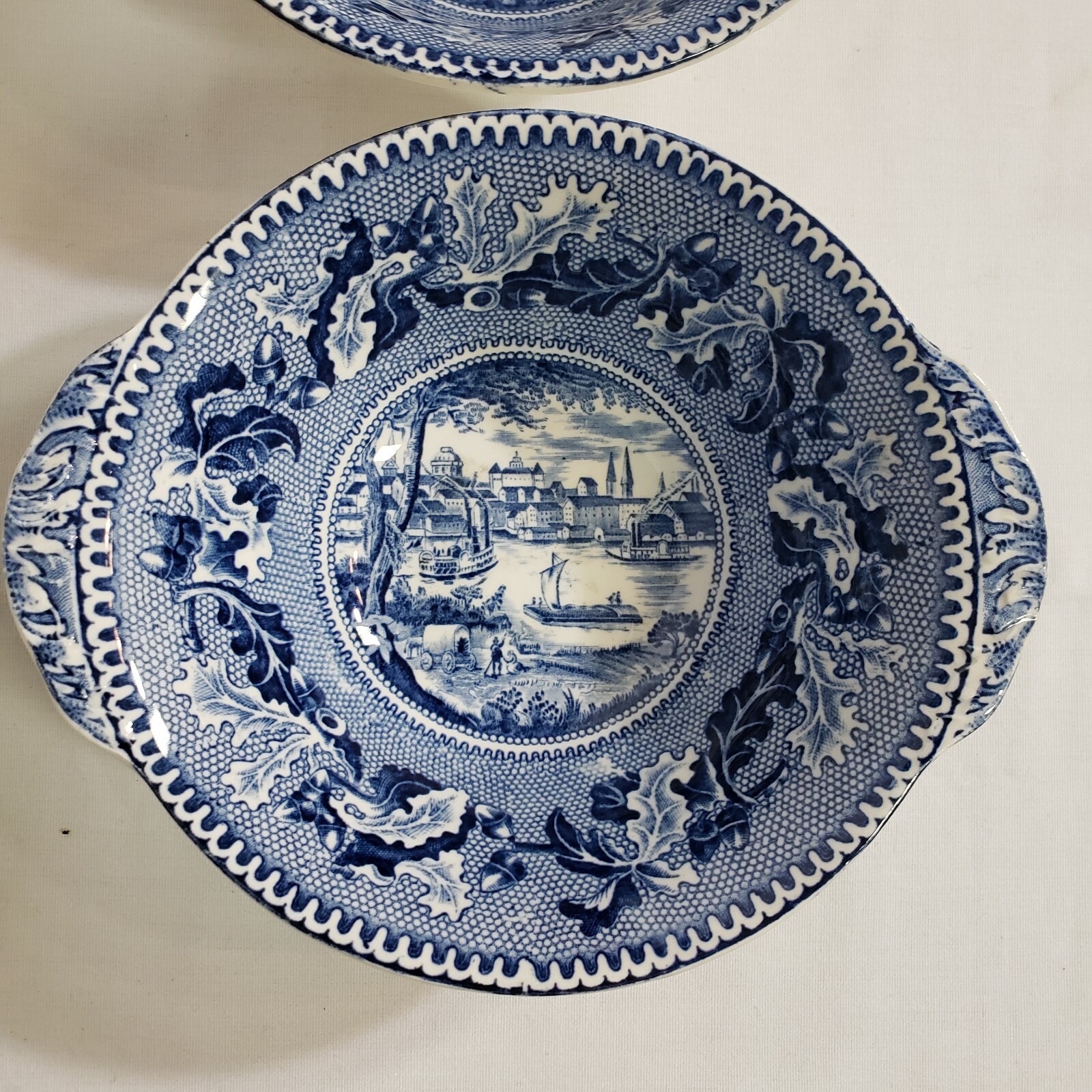 6 Johnson Bros Blue Historic America St. Louis Missouri Lugged Cereal Bowl 7