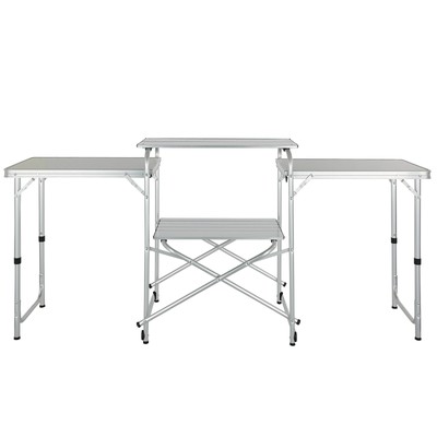 VEVOR Portable Kitchen Camping Table with Storage Aluminum Outdoor Cooking