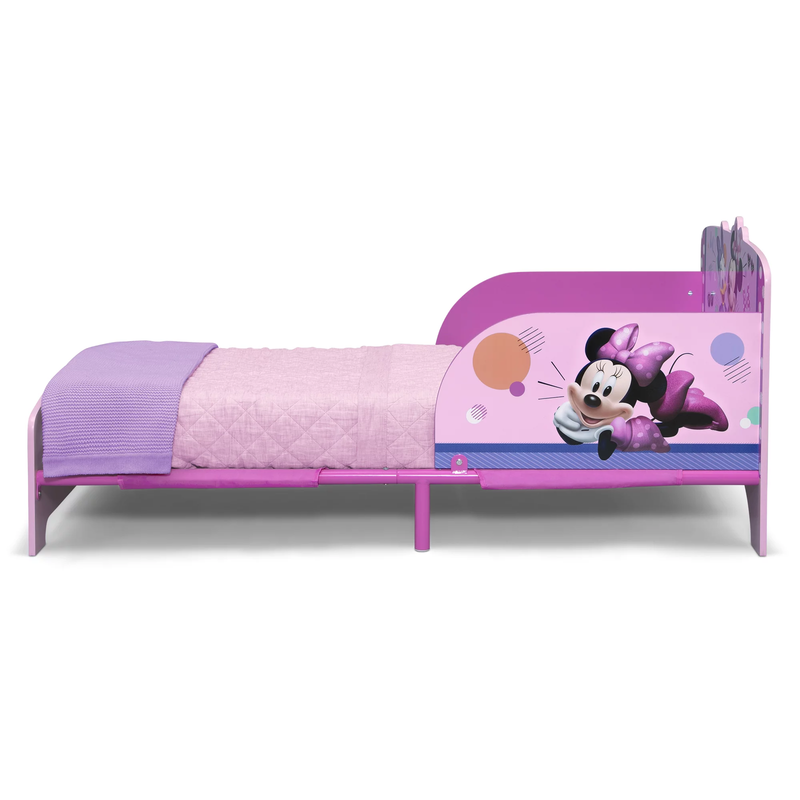 Kid Toddler Bed Minnie Mouse Wood & Metal Safe Sleeping Pink for Little Girls