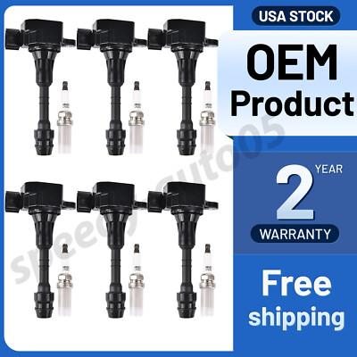 6x Ignition Coils and Iridium Spark Plug for Nissan Maxima Murano Quest Pathfind